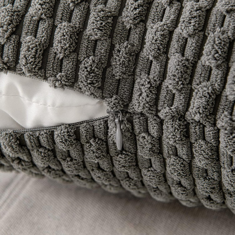 Housse de coussin Cozy 2 pièces, 20 po x 20 po, Gris foncé
