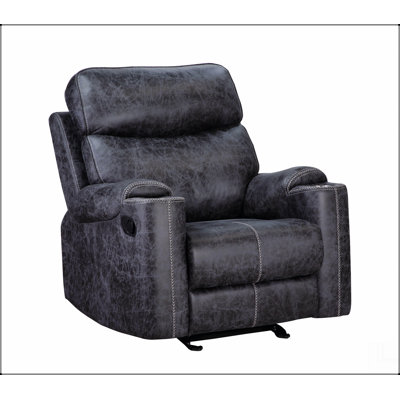Hirah Dark Gray Microfiber Manual Recliner Chair with Cupholder Function