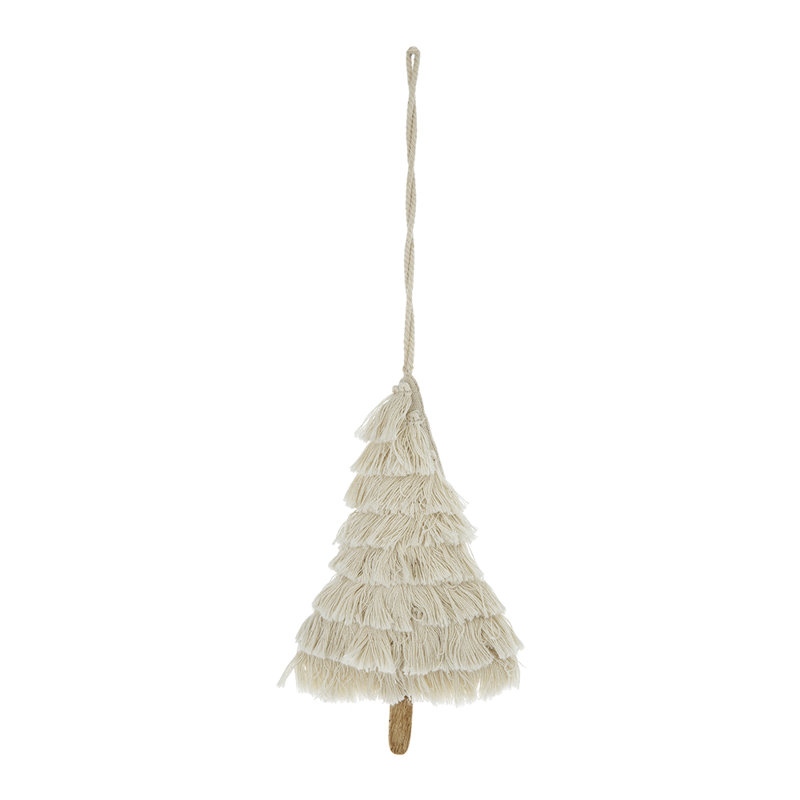 Ensemble de 8 ornements suspendus en bois de manguier, décoration de sapin de Noël en bois naturel de 3,1 x 3,5 pouces