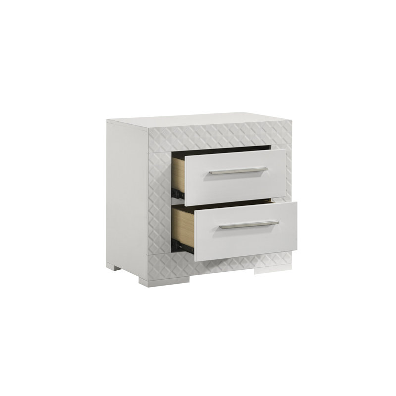 Armoire de chevet haute blanche avec table de chevet moderne à 2 tiroirs et style contemporain