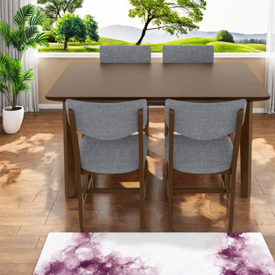 Compact Rustic Dining Table Sets - Walnut Wooden Furniture For Kitchen & Family
