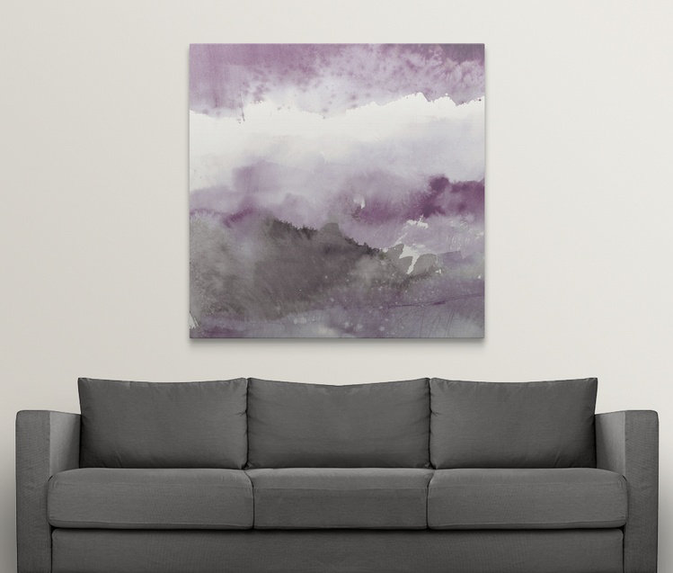 «Midnight at the Lake III Amethyst and Gray» par Mike Schick, reproduction d'art, H 24 po x l 24 po x p 1,5 po, Toile
