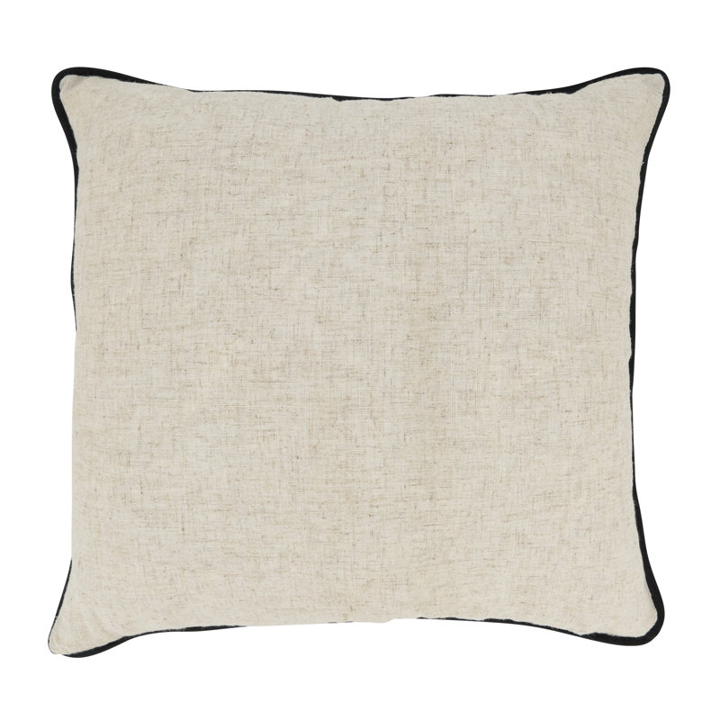 Toscana Beige and Black 20" Throw Pillow Cover with Piping