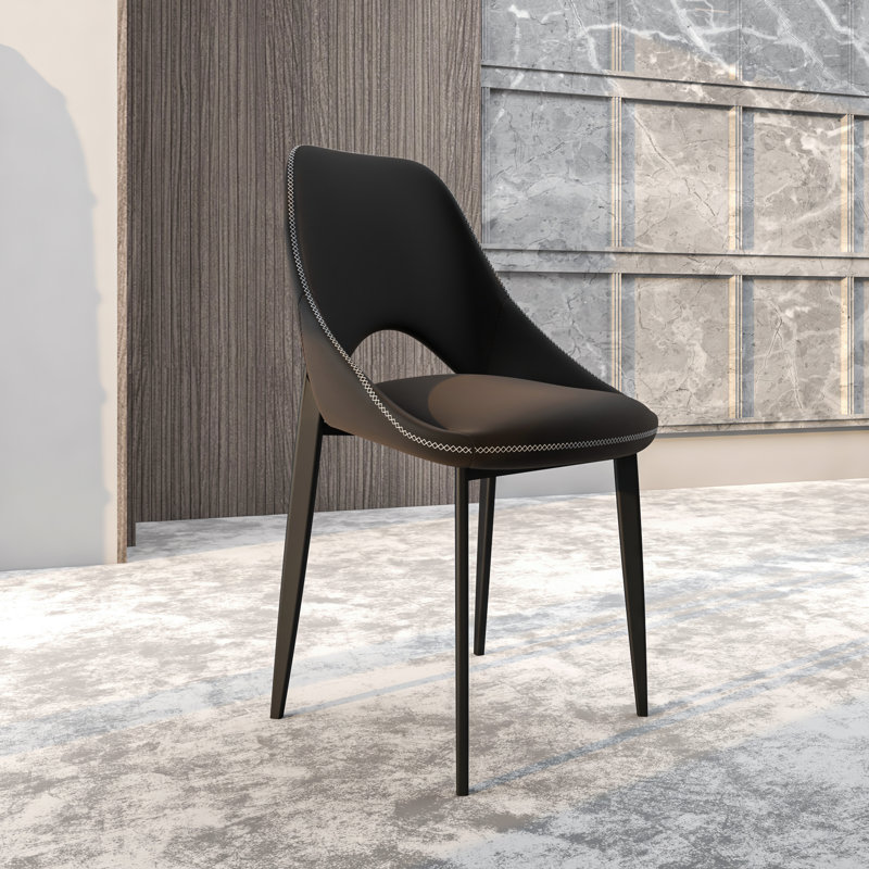 Newsom Modern Curved Open-Back Upholstered Dining Chair with Sturdy Iron Metal Legs, Heavy-Duty 440 lb. Weight Capacity - Perfect for Dining Room, Kitchen, or Vanity
