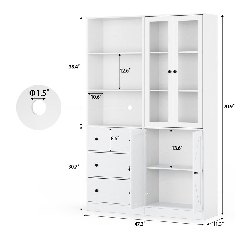 Ensemble d'armoires de rangement 70 po H 70,9 po, Blanc