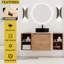 Meuble-lavabo de 48 po avec lavabo d'art en céramique, 2 tablettes de rangement, porte à fermeture en douceur, base en contreplaqué, style moderne, couleur chêne imitation, emballage en kd, dalle de pierre blanche, vasque durable, lisse-1909130638