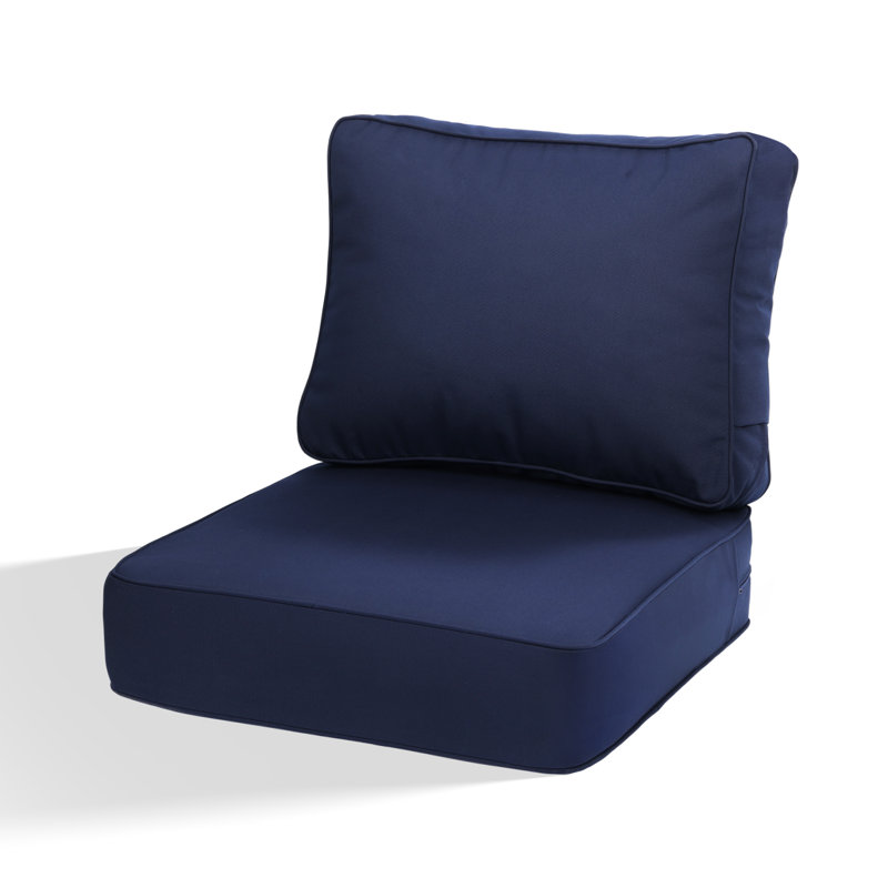 6 Inch Sunbrella Outdoor Chair Seat Back Cushion Set, Canvas Navy, 25" W x 25" D