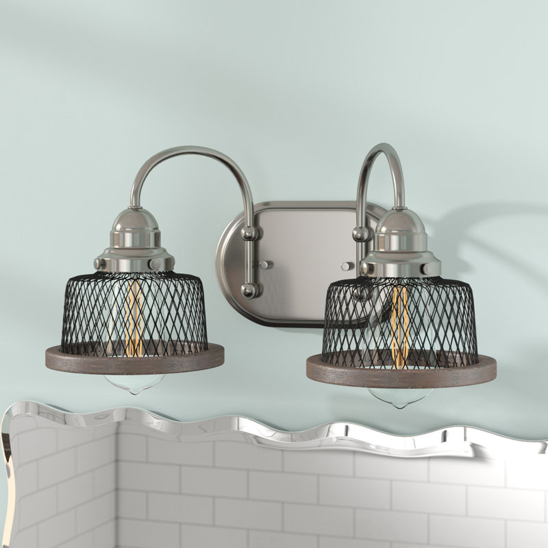 Éclairage pour salle de bain à intensité variable 2 lumières Kriner, Nickel brossé