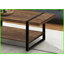Table basse de salon industriel avec tablettes de rangement, pieds en métal noir robuste et amp; Stratifié brun-1585968710