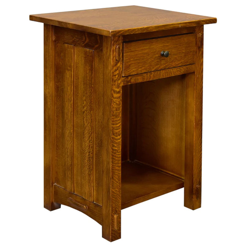 Table de bout en bois massif avec rangement Shabbona
