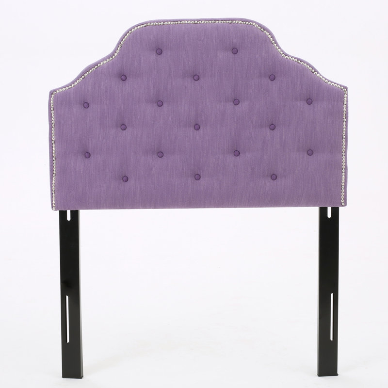 Tufted Upholstered Headboard Twin Size, Solid Wood Head Board With Durable Metal Legs, Adjustable Height Twin Headboard With Nailhead Trim,Fabric Headboard In Modern Button Tuffted Design