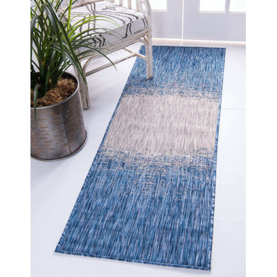 Outdoor Iris Area Rug Deep Sea Color