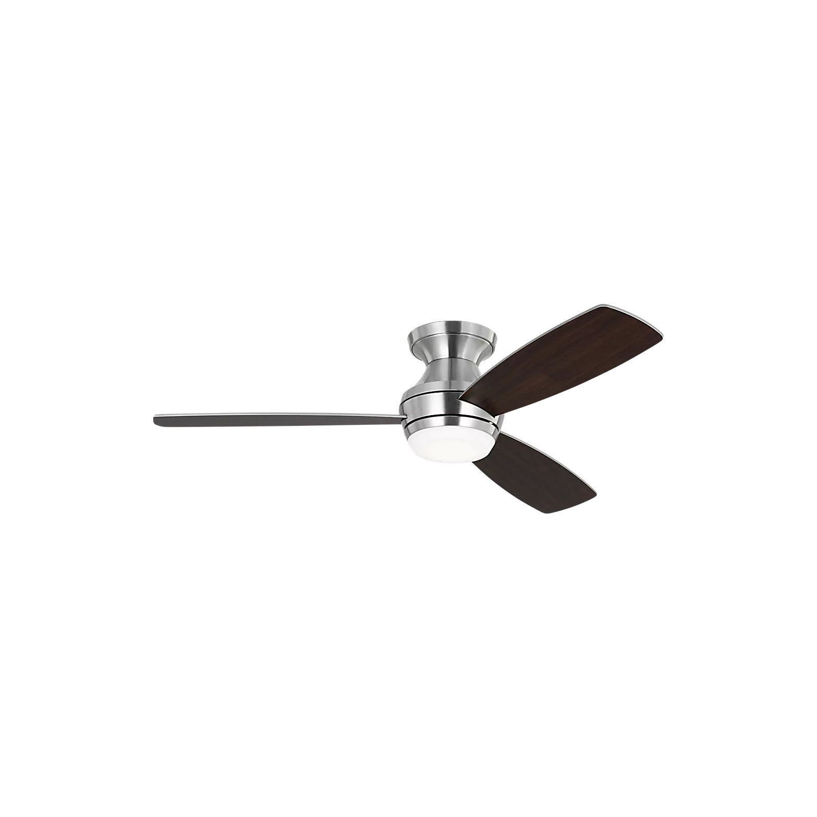 Rivers 3 Blade Ceiling Fan with LED Light Kit, Brushed Steel with Silver/Walnut Blades, 52"