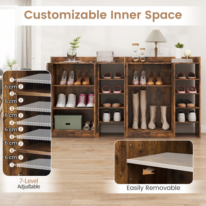 10 Pair Shoe Storage Cabinet, Brown
