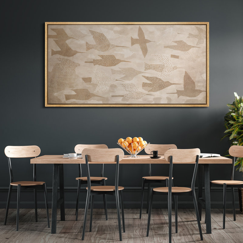 Neutre beige abstrait motif d'oiseaux minimaliste, décoration murale pour salon, chambre à coucher, toile encadrée, chambre principale, reproduction d'art