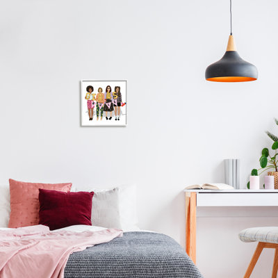 «Ba-742», encadré «filles règle inspiré sur bois» par Saba Rauf, impression