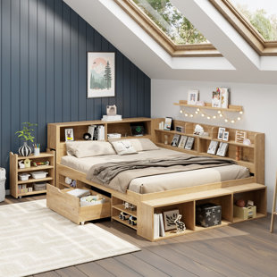 Bed-With Drawers, Bookcase And Storage Cupboard