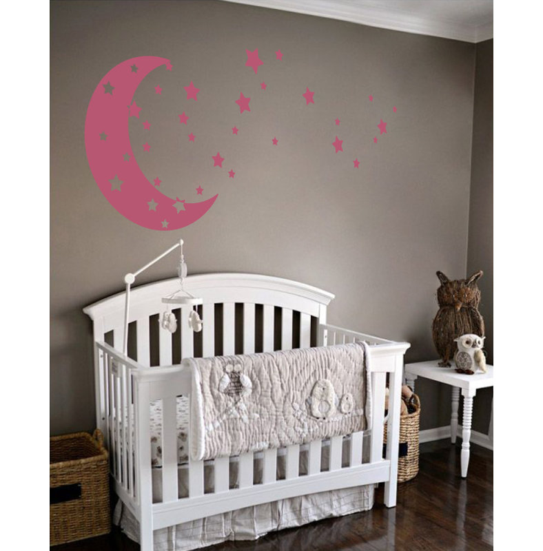 Adhésif décoratif lune et étoiles, H 22 po x l 49 po x P 0,01 po, Rouge à lèvres