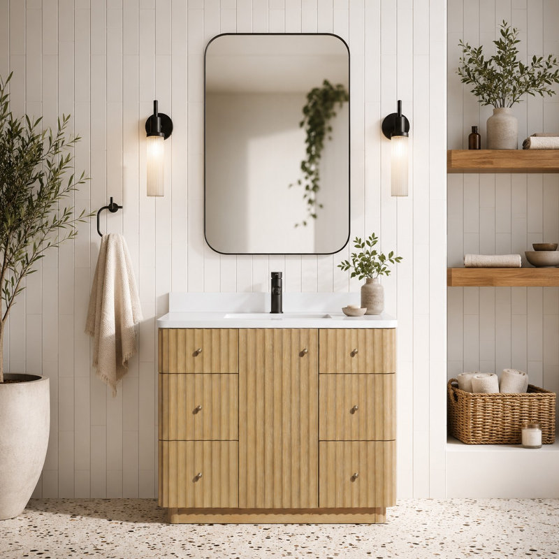 La Jolla 42'' Single Bathroom Vanity With Engineered Stone Top