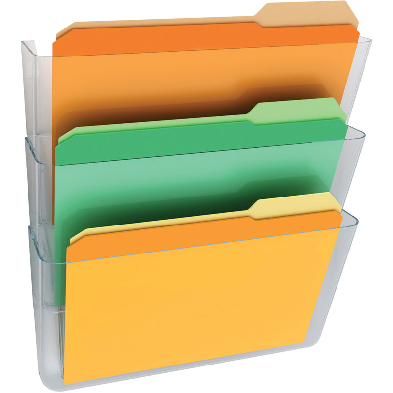 Clear Acrylic 3-Compartment Wall File Pocket System