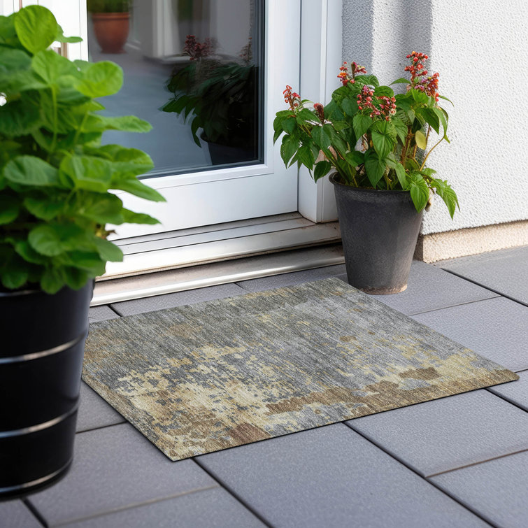 Machine Washable Indoor/Outdoor Cinead ACN1702 Taupe Rug