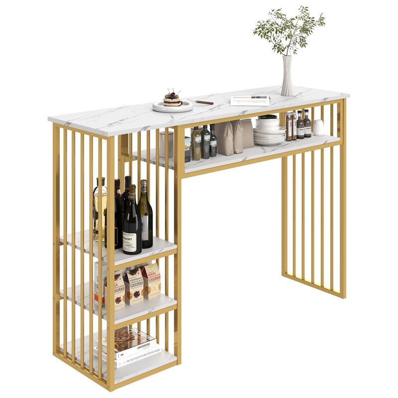 140 cm Iron Mini Bar Cabinet, Gold