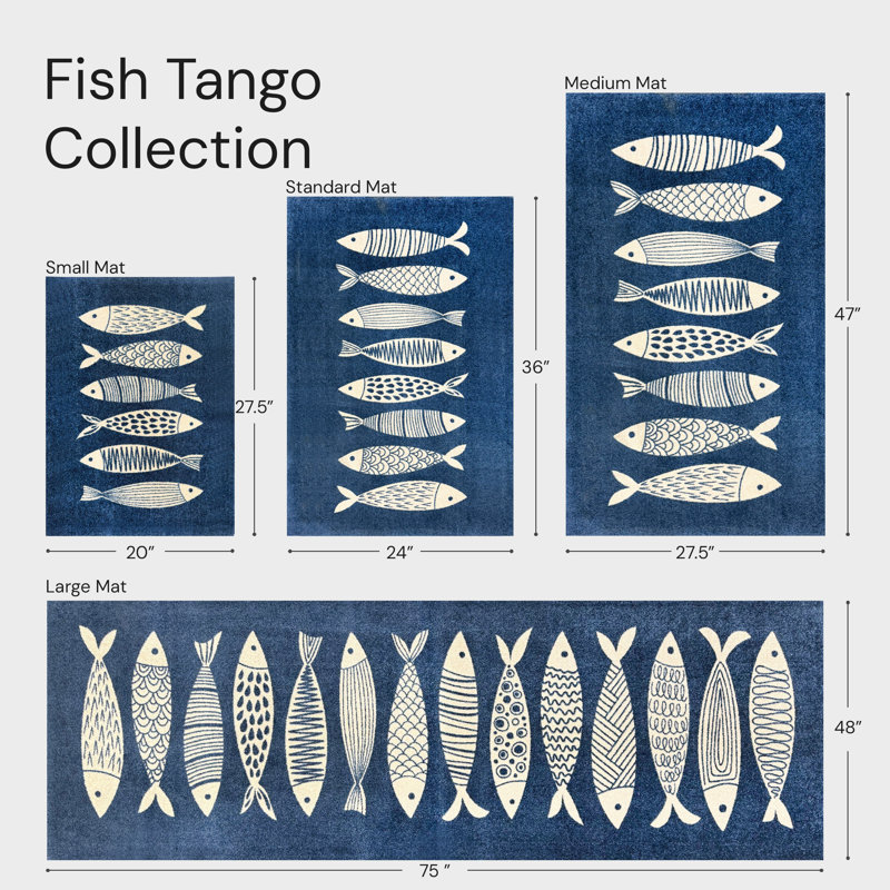Fish Tango Washable Rug, 24" W x 35" L  , Nylon