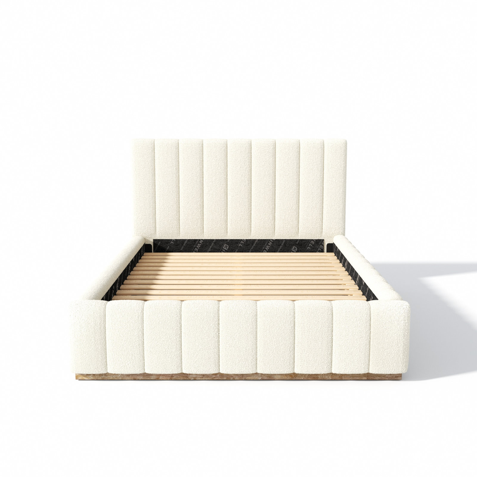 Upholstered Platform Bed, Full / Double, Cream
