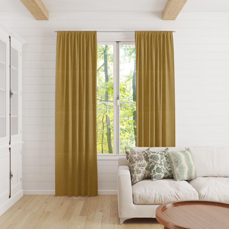 Rideaux en coton jaune moutarde, L 25 po x L 84 po