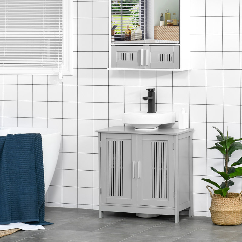 23.5'' W x 23.5'' H x 11.75'' D Free-Standing Bathroom Cabinet,Pedestal Under Sink Bathroom Cupboard with  Adjustable Shelves