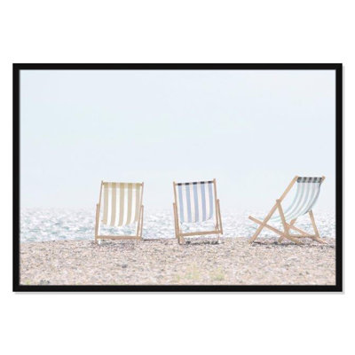 Beach Chairs Framed On Paper by Leah Straatsma Print