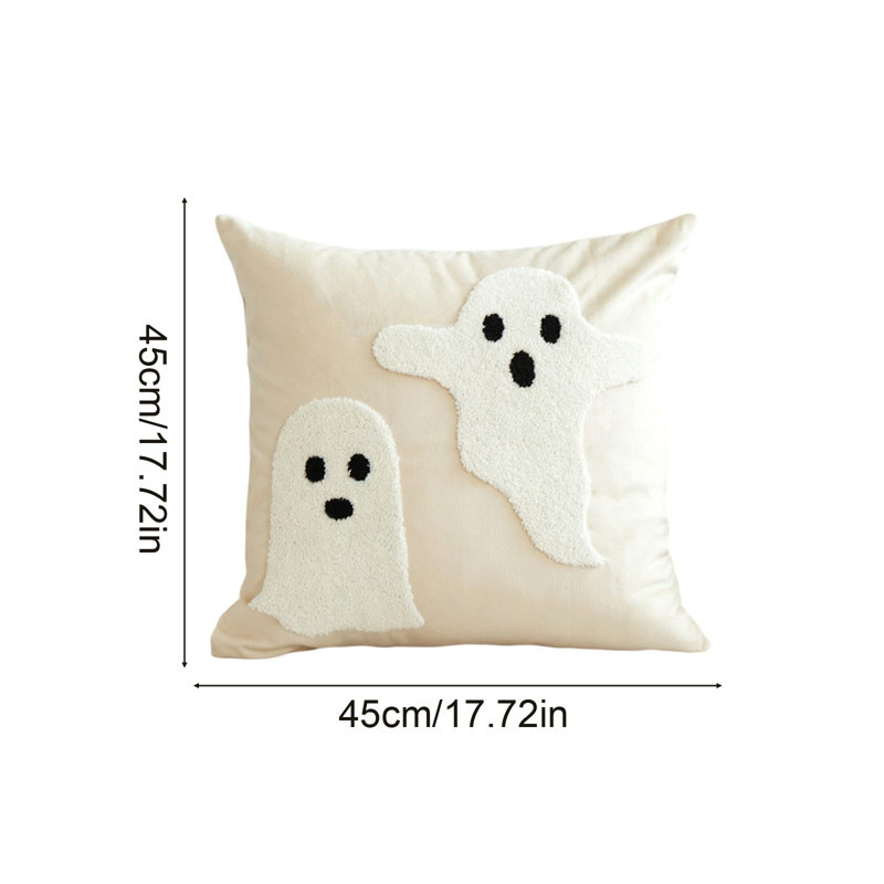 Housse de coussin décorative d'Halloween avec un joli fantôme, en polyester, pour canapé, chambre, salon ou décoration de fête à la maison.