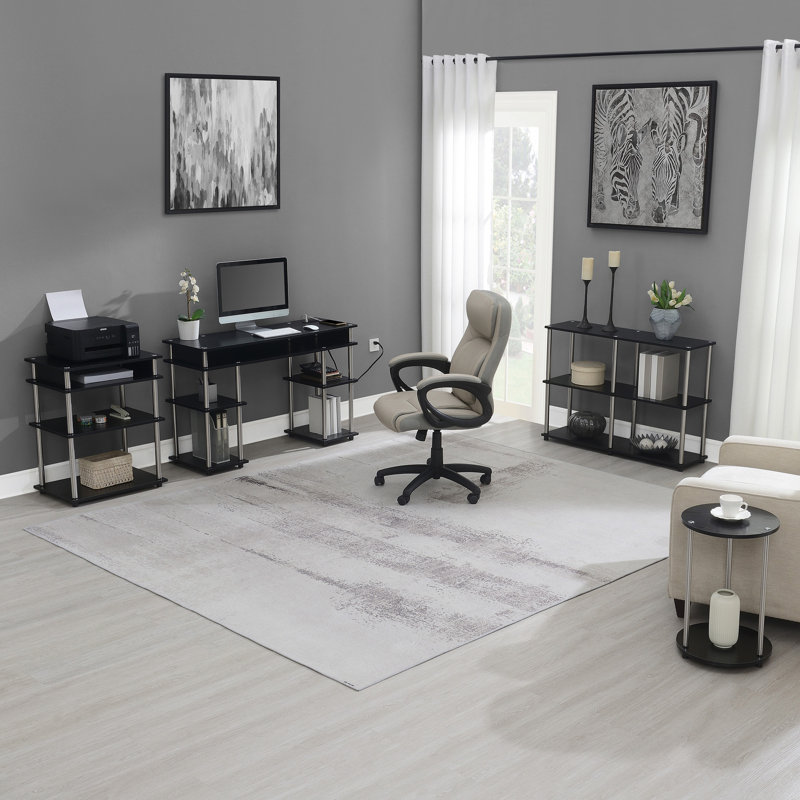 Edwin 22'' Tall Round End Table with Storage, Black/Chrome