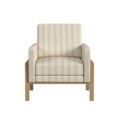Nimo Accent Armchair, Tan Brown And Cream Polyester, Track Armrests