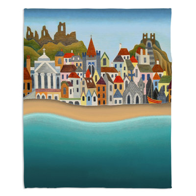 Couverture sherpa doux seaside town