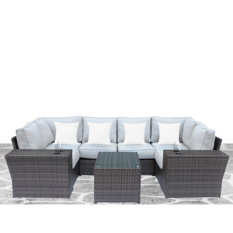 Winsford Wicker Fully Assembled 4 - Person Seating Group with Cushions, Espresso
