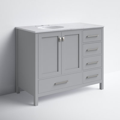 Hines 42'' Single Bathroom Vanity with Engineered Marble Top
