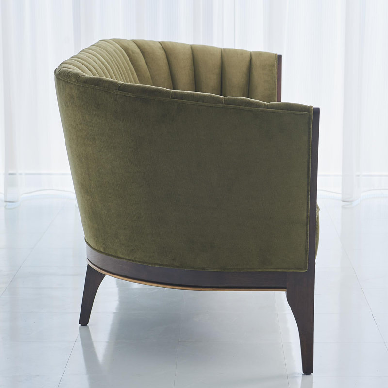 Channel Back Sofa-Silversmith, Moss Velvet