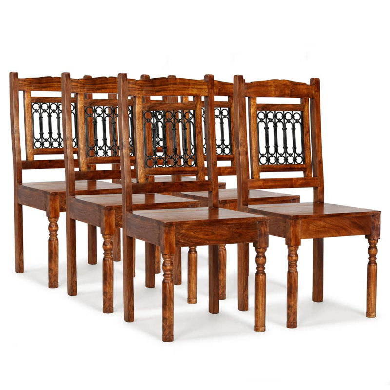 Chaise de salle à manger d'appoint en bois d'acacia massif et finition miel classique, 6