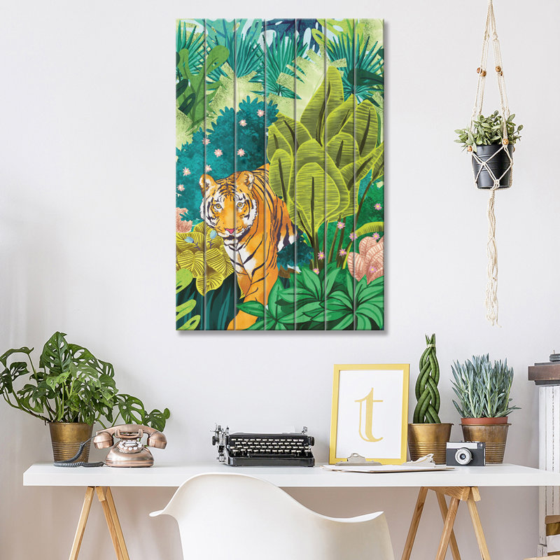 Impression de tigre de la jungle sur verre acrylique, H 40 po x l 26 po x P 1,5 po