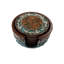 Ensemble de 4 sous-verres en polyrésine et cuir brun rustique poli avec support décoratif