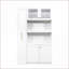 Armoires | Garde-manger de ferme avec tablettes coulissantes et amp; 4 portes | Panneau de particules blanc + panneau de fibres à densité moyenne-909478941