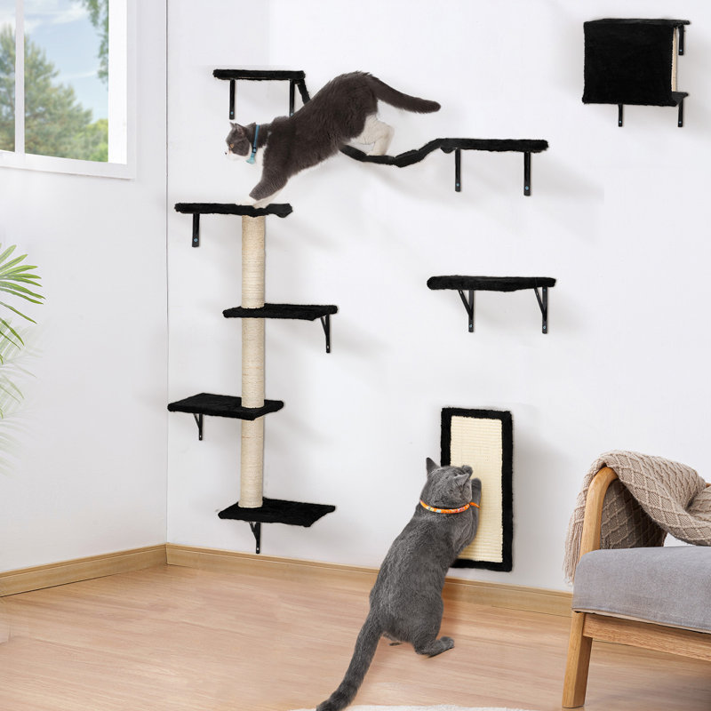Tablettes murales pour arbre à chat, Noir