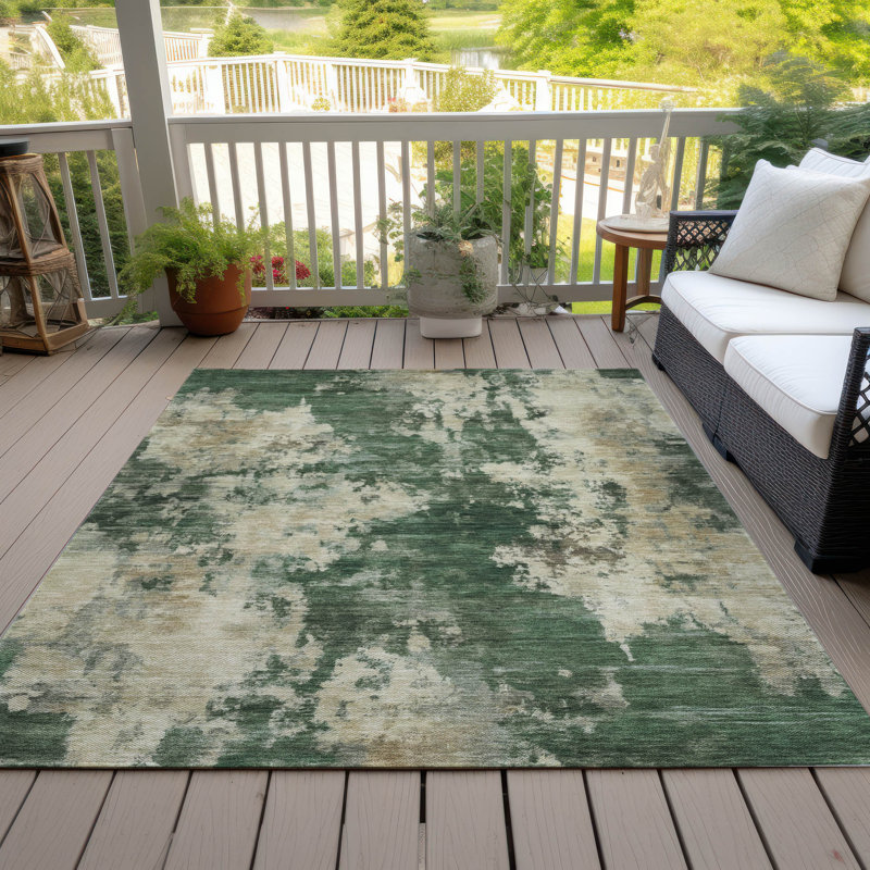 Tapis intérieur / extérieur lavable à la machine Xhevrie, Rectangulaire 8 pi x 10 pi