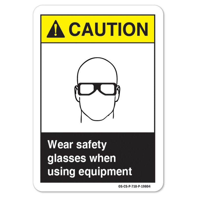 Porter des lunettes de sécurité lors de l'utilisation de l'autocollant 14 po x 10 po