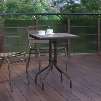 Amlie Square Glass Outdoor Bistro Table , 23.5 " W 23.5 " D