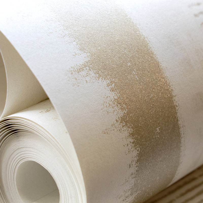 Adonea Hermes Smooth Metallic 33' L x 21" W Wallpaper Roll, Warm Gray