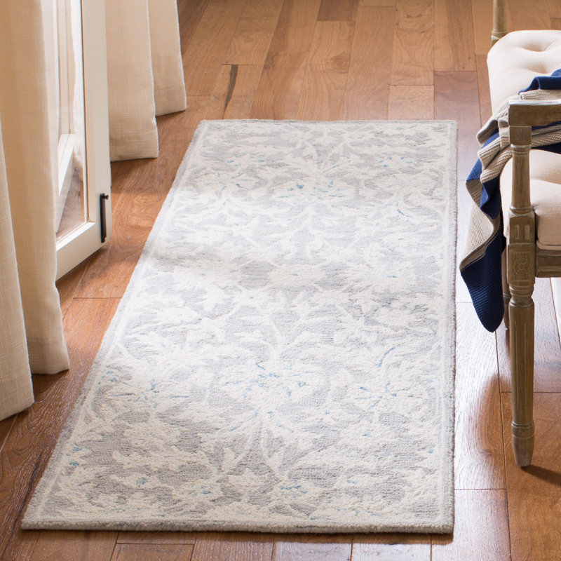 Tapis en laine et coton touffeté à la main Crown, Tapis de couloir 2 pi 3 po x 8 pi