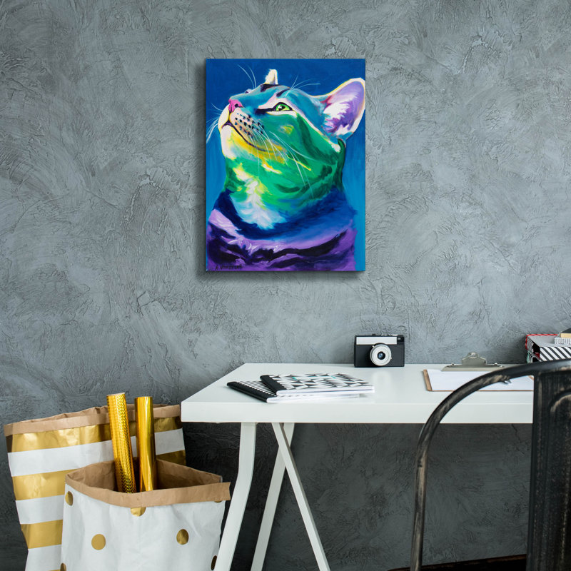 «Blue Feline» par Dawg Painter, H 16 po x l 12 po x P 0,75 po