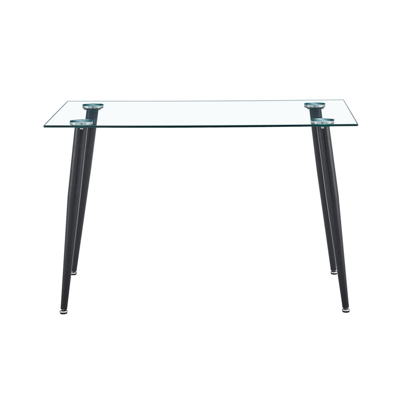 Bartlesville Metal Base Dining Table, Black, 30.11"H x 47.24"L x 27.55"W